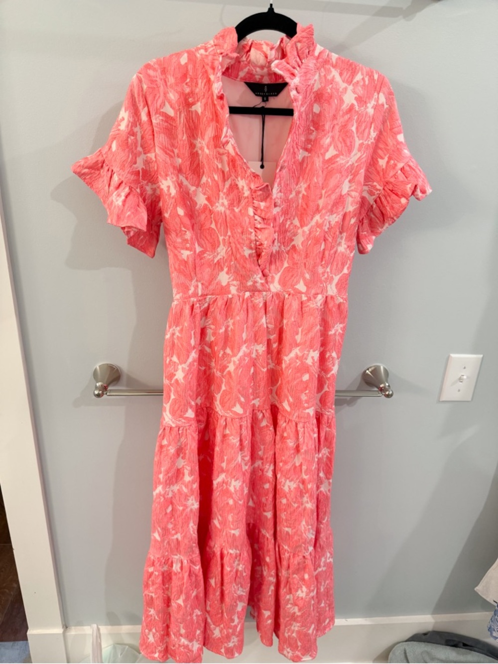 Floral print Sadie Ruffle short sleeve Tie waist, tiered midi dress